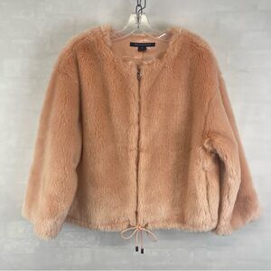 French‎ Connection Women’s Faux Fur Zip Jacket Tan Peach Size M